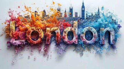 Colorful Paint Forms the Word London