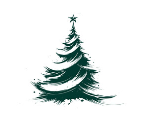 Christmas tree, hand drawn style, vector