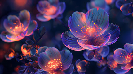 Radiant Blooms Of Light Blossoming In The Darkness, Their Luminous Petals Unfurling To Reveal Hidden Worlds Of Color And Wonder