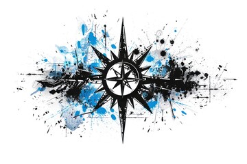 Black and Blue Compass on White Background