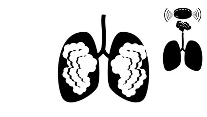 smoker's lungs, black isolated silhouette