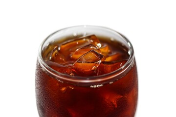 Americano ice coffee with concept closeup in white background and isolated photo.
