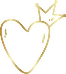 Heart gold hand drawn icon, love, valentine, wedding