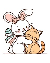 rabbit and kitten