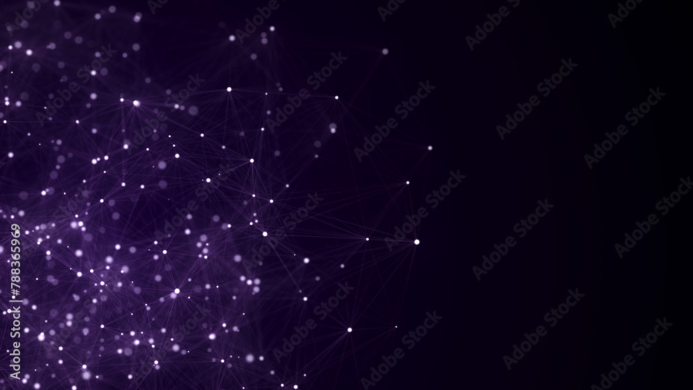 Aufkleber Network connection structure. Blue science background. Abstract digital background. Big data visualization. 3d rendering.