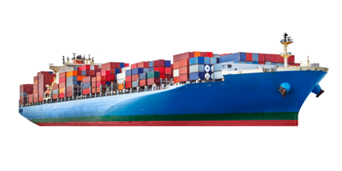 Container ship png sticker, transport vehicle image on transparent background