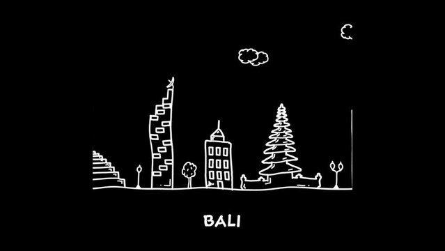 Bali Cities Animated Stickers. Animation on black background