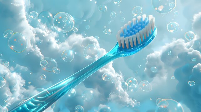 toothbrush on a coud background