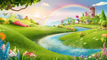 Cartoon background for story telling , animation , video games 