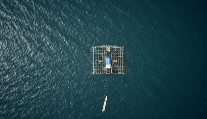 Drone, water boat in the ocean for cargo, shipping and global, ecommerce or transportation....
