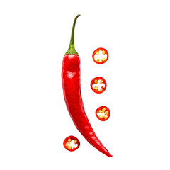 red hot chili pepper with slices of chili