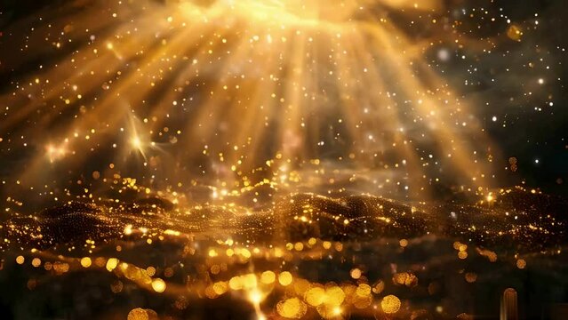 abstract shiny glowing gold particles sparkle celebration glittering