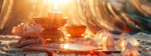 tarot cards on the table. selective focus.