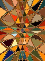 stained glass window pattern and design in many bright colours
