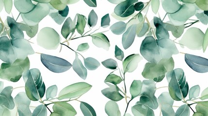 Botanical delight eucalyptus watercolor patterns AI generated