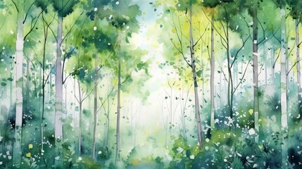 Eucalyptus forest watercolor background delight AI generated