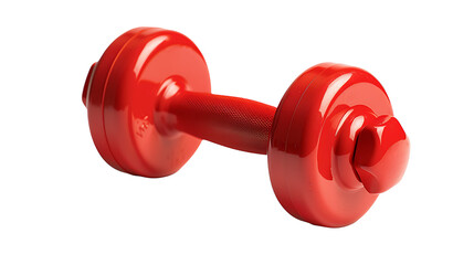  Red dumbbell isolated on a white background with a clipping path