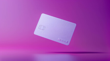 Illuminate your projects with a white credit card against a purple studio light background. Enhance your designs with AI generative concepts for futuristic visuals.