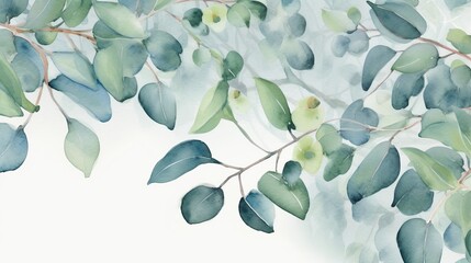 Organic beauty eucalyptus watercolor art for background AI generated