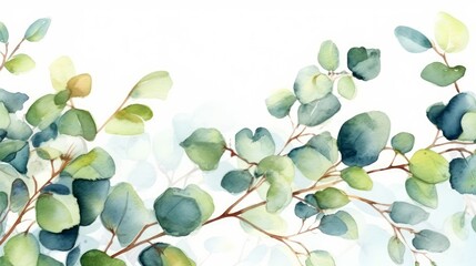 Refreshing eucalyptus watercolor illustration AI generated - obrazy, fototapety, plakaty