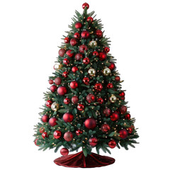 Fototapeta na wymiar Decorated Christmas tree with peak balls On isolated transparent PNG background