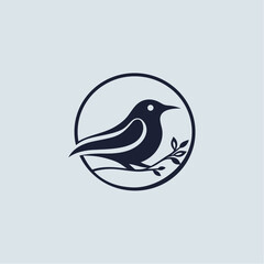 simple hummingbird line black logo