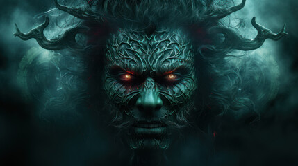 Dark evil monster - concept of death, nightmare, alcohol or drug-induced psychosis - obrazy, fototapety, plakaty