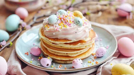 Obraz na płótnie Canvas Easter pancake with frosting 