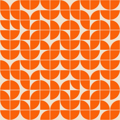 MOD Scandinavian Style Geometric Repeat Pattern. Orange abstract mid century modern shapes in a seamless vector design.