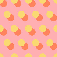 Retro polka dots seamless pattern. Pink, red and yellow geometric pattern design.