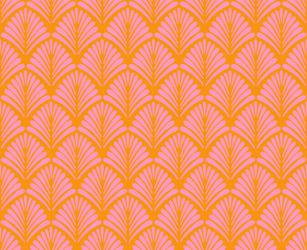 Art Nouveau style floral motifs in a seamless repeat pattern. Elegant design for paper, textiles, home decor.