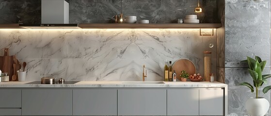 mockup kitchen. Contemporary Kitchen design, kitchen interior background, Farmhouse style, classic kitchen. 3d render
