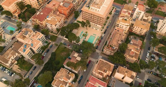 drone aerial from the city of calla millor at Mallorca