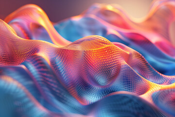 digital landscape with undulating waves of mesh-like patterns