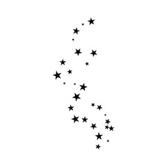 Stars confetti. Black random falling stars on white background. Vector illustration.