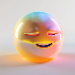 3D Rendering of smiley emoji in rainbow color. Minimal and abstract shape in colorful gradient style. AI Generative