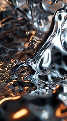 closeup of a liquid metal being manipulated magnetically