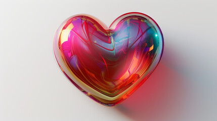 3D Rendering of heart in rainbow color. Minimal and abstract shape in colorful gradient style. AI Generative. - obrazy, fototapety, plakaty