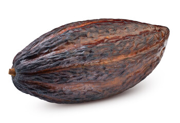 Cocoa pod on a white background. Cocoa pod isolated clipping path