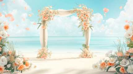 Idyllic Seaside Floral Arch for Romantic Beach Weddings Suitable for Event Planning Ads
