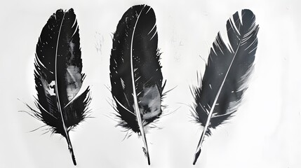 feathers, black and white