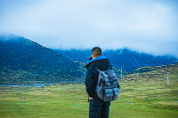 Fototapeta na wymiar Young people on Tagong Grassland, Garze Tibetan Autonomous Prefecture, Sichuan Province