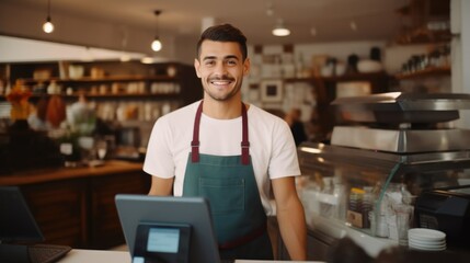 Positive Merchant Utilizing Touchpad for Customer Payments