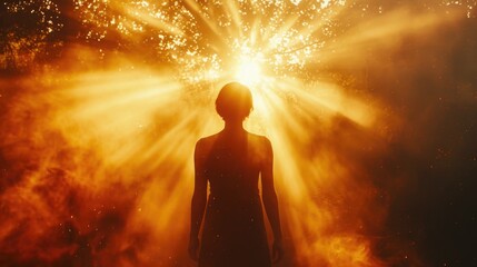 Obraz premium Radiant Silhouette: Capturing the Sun's Embrace