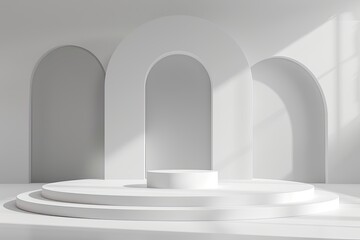 Minimalist Blank Podium for Product Presentation White Background