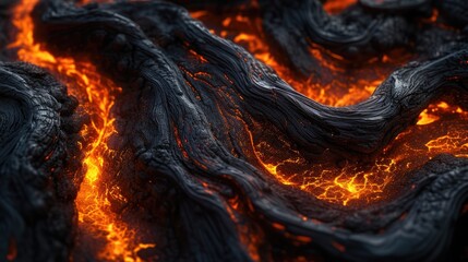 Charred Wood Texture with Fiery Swirls
