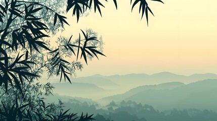 Fototapeta na wymiar Bamboo forest, illustration