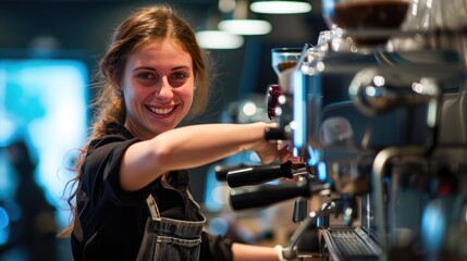 Fototapeta na wymiar Coffee Shop Delight: Barista and Customer Interaction