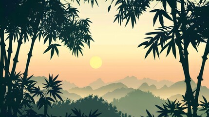 Naklejka premium Bamboo forest, illustration