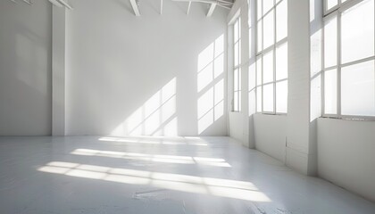 Obraz premium Mockup empty white interior with sunlight